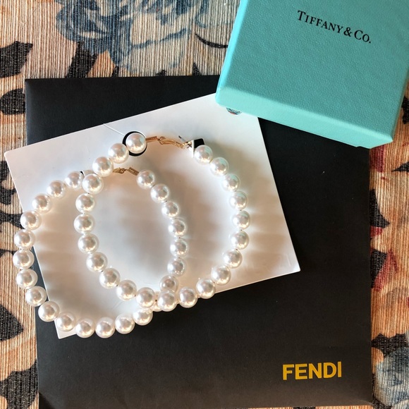 Jewelry - NEW Faux Pearl Hoop Earings